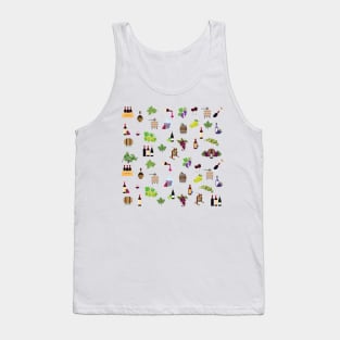 Colorful wine and grapes pattern Tank Top